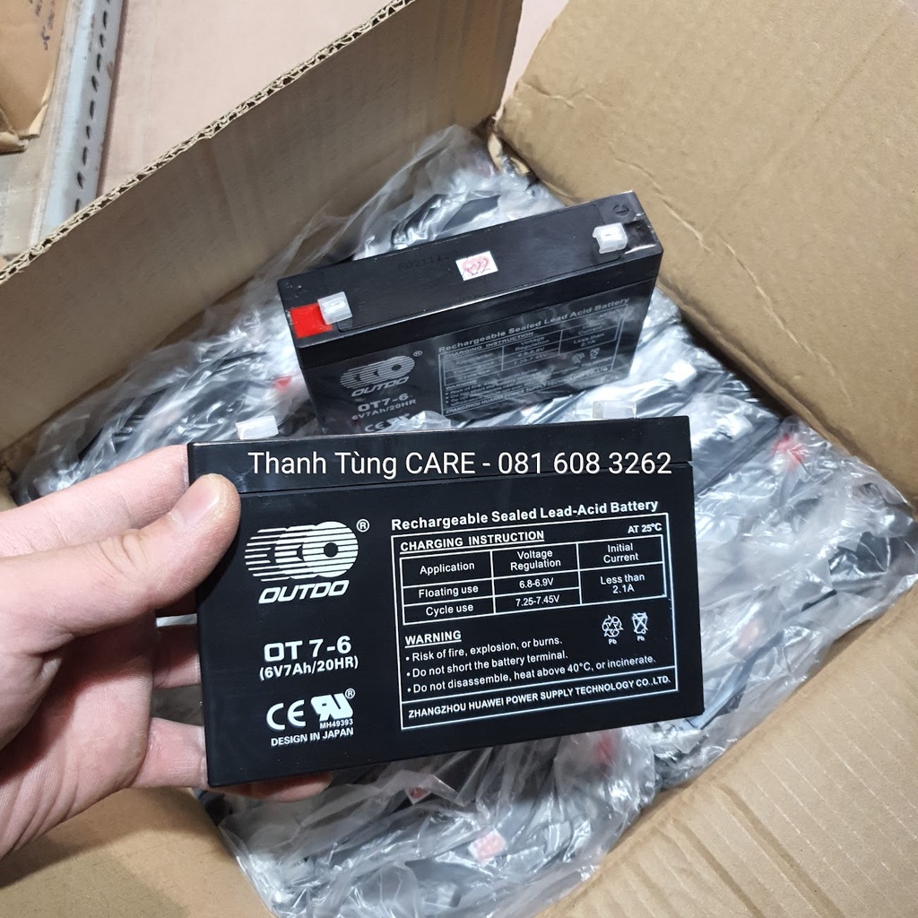 Ắc Quy Xe Điện Trẻ Em  6V7Ah OUTDO chính hãng |  Pin Ô tô, Xe máy | Quạt tích điện | Dòng xả cao, Khỏe, bền bỉ