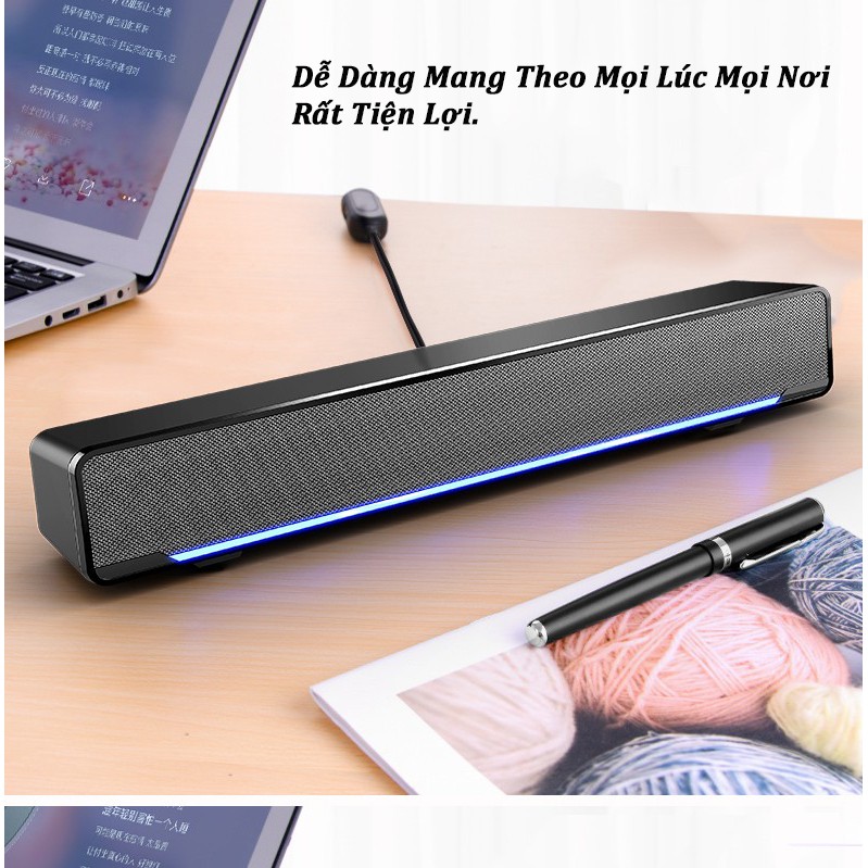 [Chính Hãng] Loa Nghe Nhạc Máy Vi Tính Âm Thanh Siêu Trầm SADA V-196 Dải Đèn Led Dùng Cho Điện Thoại Tivi Lapptop PC