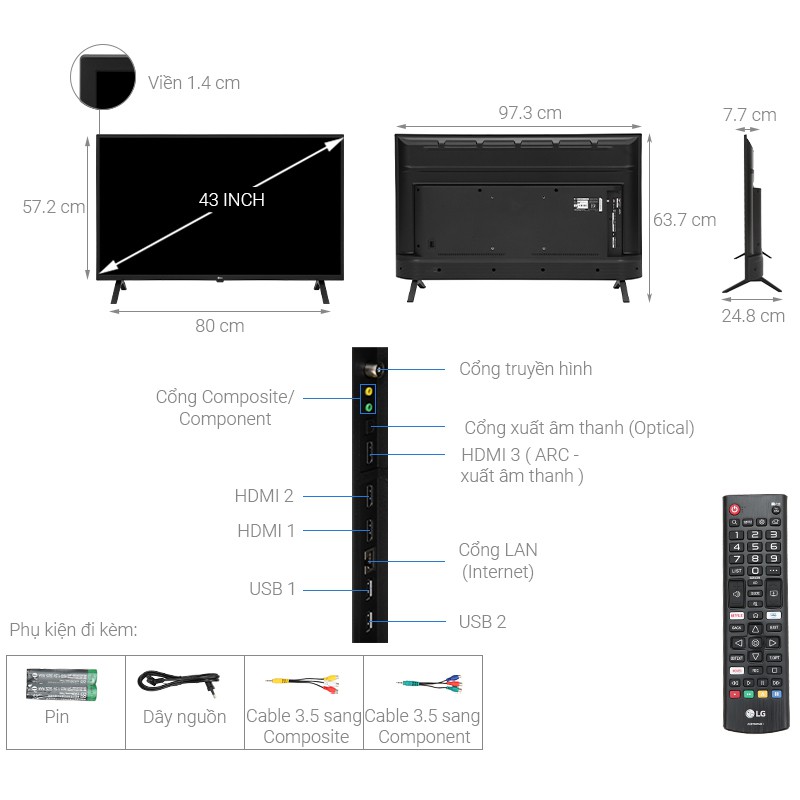 Smart Tivi LG 4K 43 inch 43UN7000