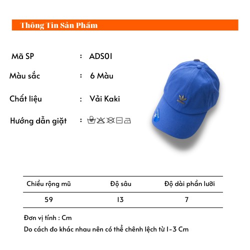 Mũ lưỡi trai nón kết cao cấp thời trang nam nữ phong cách hàn quốc ADS bảng màu trẻ trung