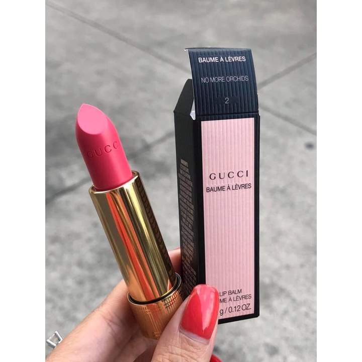 SON DƯỠNG CÓ MÀU GUCCI ROUGE BAUME À LÈVRES LIP BALM NO.02 NO MORE ORCHIDS CHÍNH HÃNG - 10908