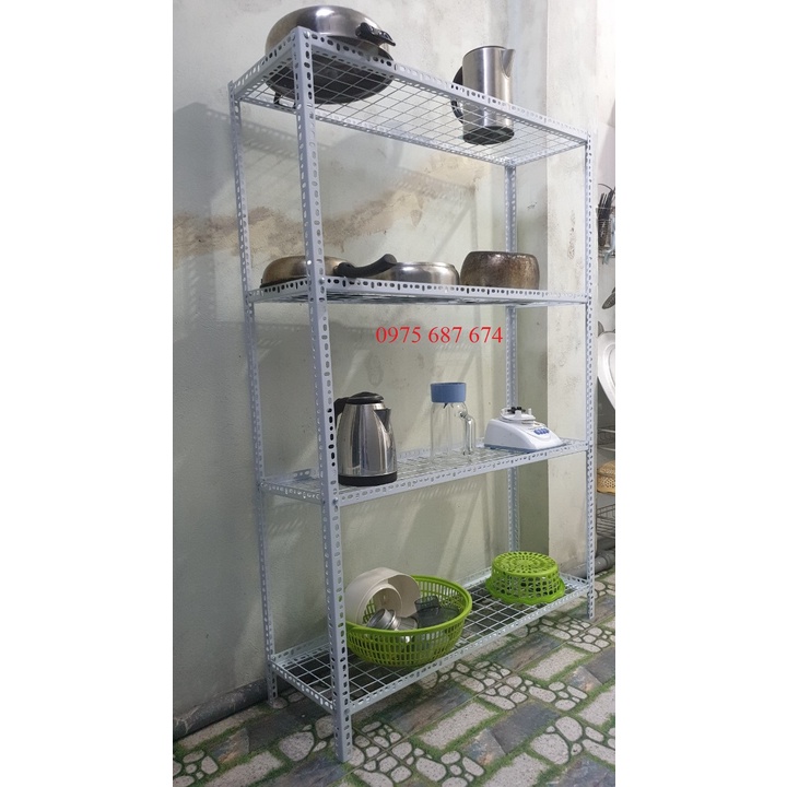 Kệ sắt v lỗ đa năng 2, 3, 4 tầng mặt lưới lắp ghép dùng để hàng, để vật dụng trong nhà bếp, để hoa cây cảnh, để hoa quả