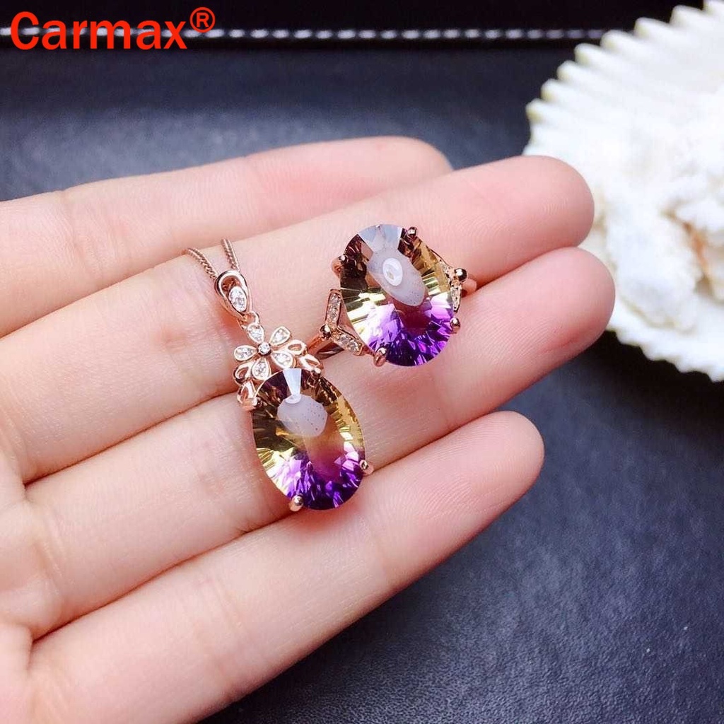 Vòng cổ Mặt Hình Quả Trứng Đính Đá Thạch Anh Tím Sang Trọng