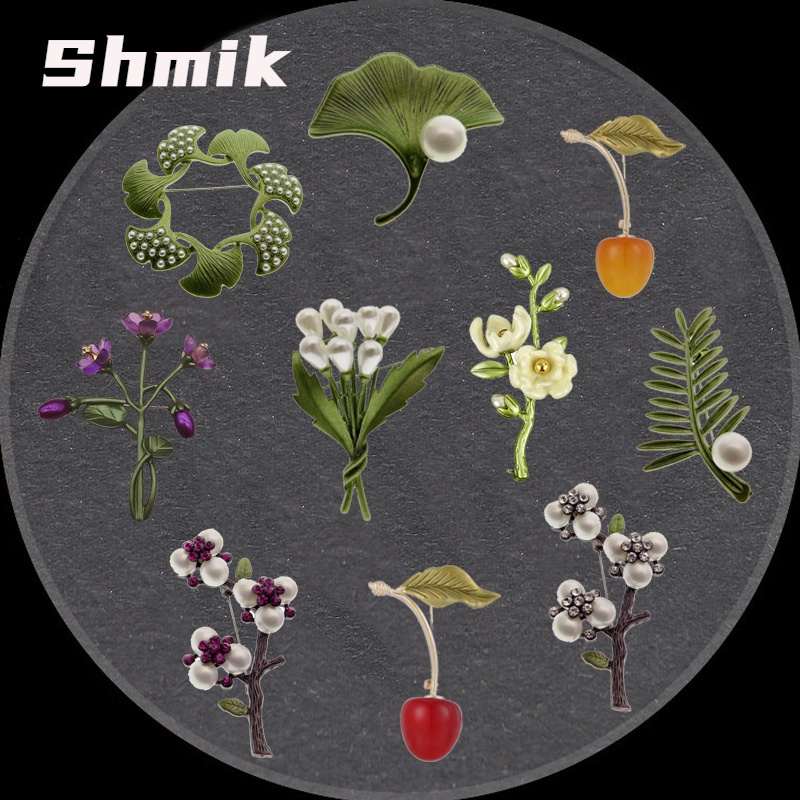 Ghim Cài Áo Hình Lá Cây Đính Ngọc Trai Nhân Tạo