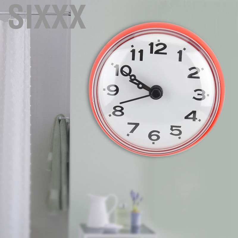 Sixxx Waterproof Suction Wall Window Mirror Bath Shower Clock Home Bathroom Decoration