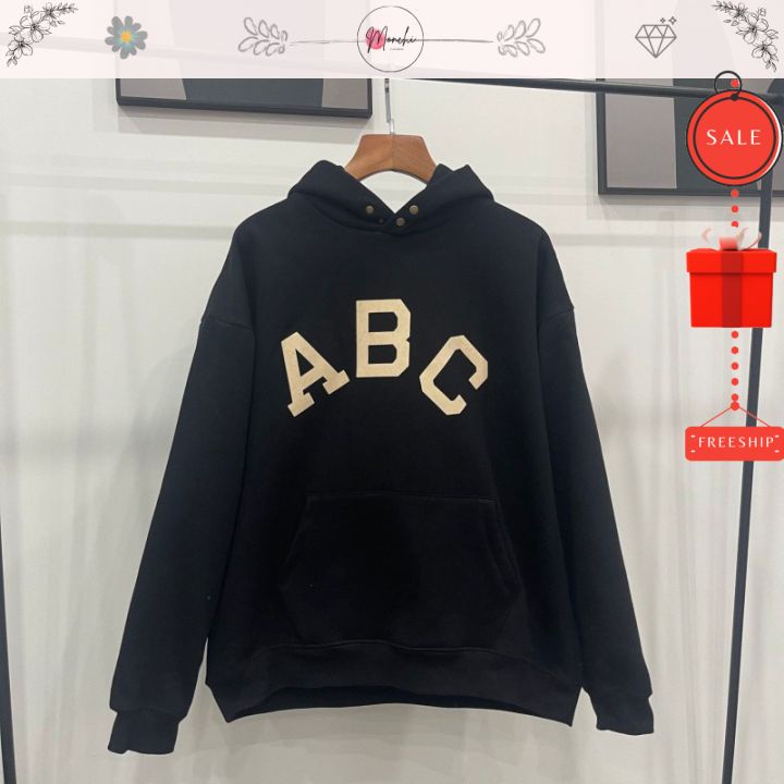 Áo Hoodie Cổ Cúc ABC Chất Nỉ Nam Nữ G0109 Dáng Rộng In Chữ 2 Màu | BigBuy360 - bigbuy360.vn
