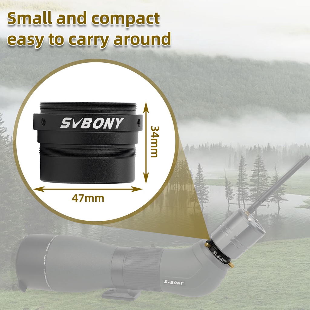 Bộ Chuyển Đổi Ống Kính SVBONY SA406 Cho SA401 Spotting Scope M42 Female Sang M42 Male 1.25 Inches