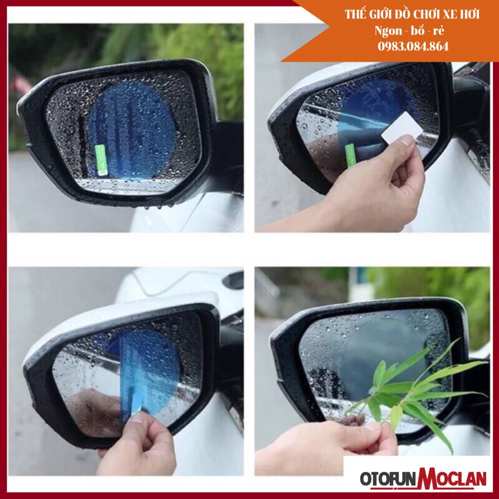 Bộ 4 miếng dán gương chiếu hậu,kính lái ô tô xe máy chống nước mờ kính