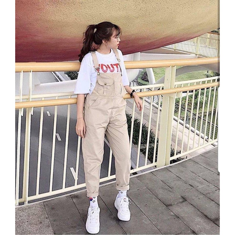 Quần yếm kaki túi ngực 2 màu đen,màu be unisex KANTANA52 | BigBuy360 - bigbuy360.vn