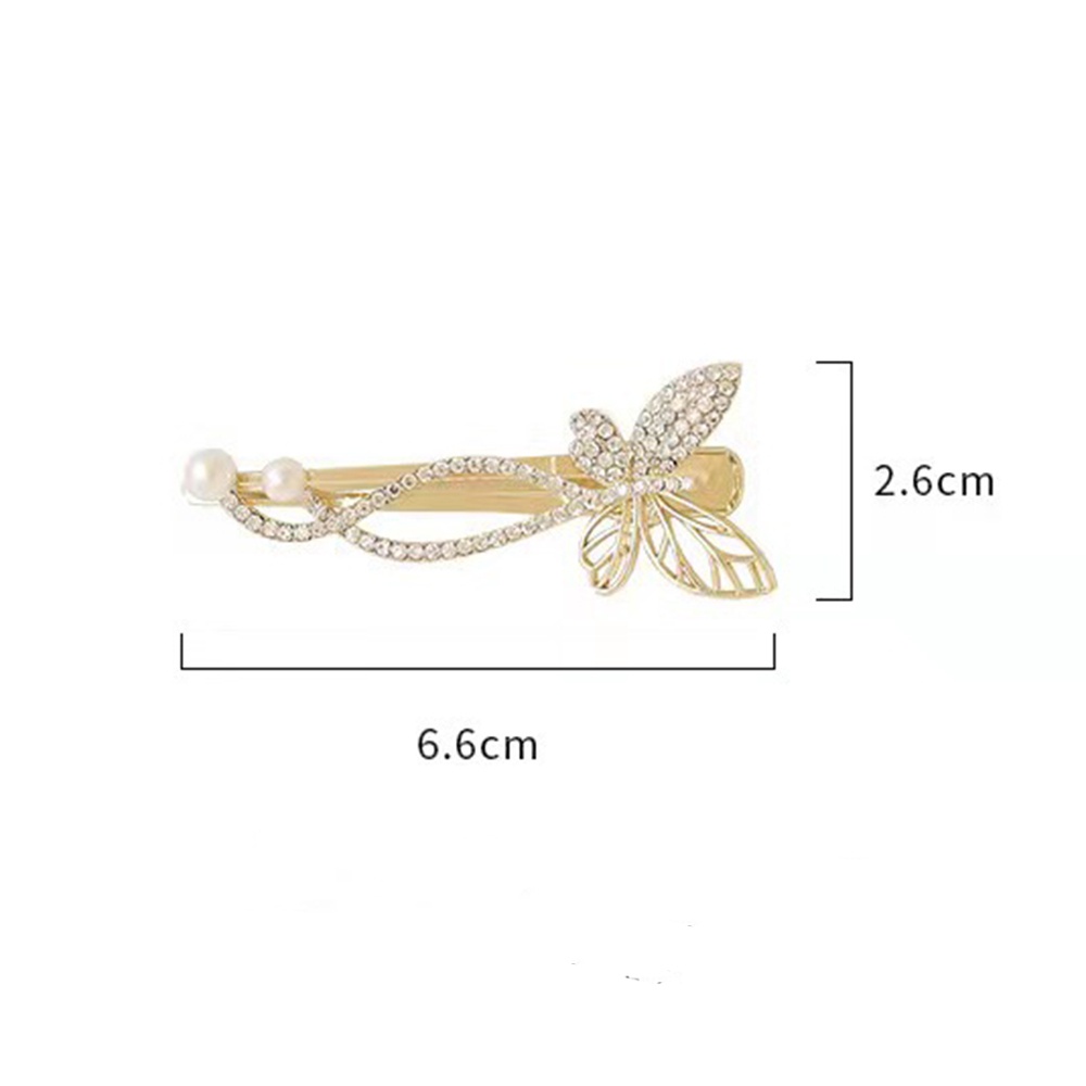 Haimeikang Kẹp tóc hình bướm đính kim cương nhân tạo và ngọc trai phong cách Hàn Quốc mới