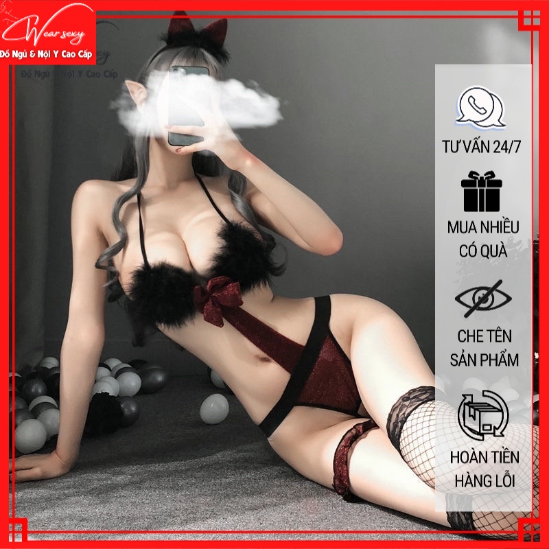 Coplay Bộ Mix Lông Sexy Gợi Cảm Ms676 [Cwear.sexy_Đồ Ngủ & Nội Y Cao Cấp]
