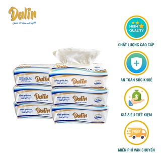 6 gói khăn giấy ăn cao cấp DALIN, Khăn giấy rút 240 tờ 2 lớp Dành cho văn phòng