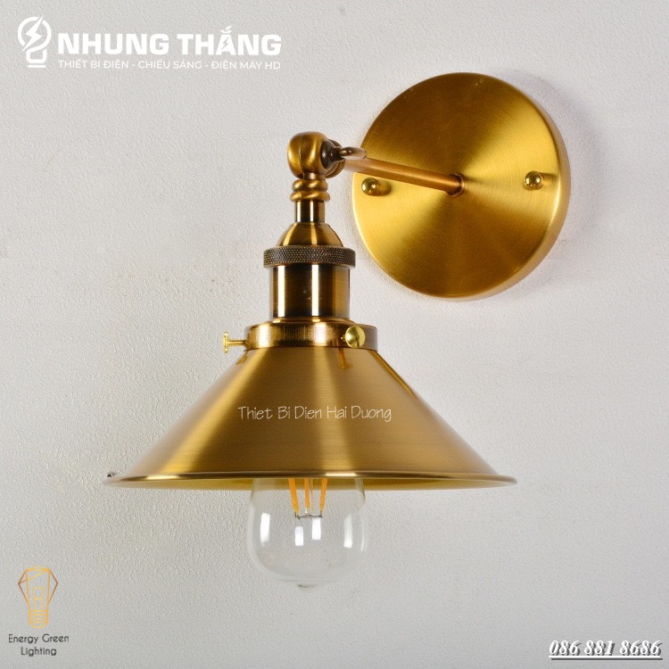 Đèn Treo Tường Đĩa Bay Lòng Sâu Thân Vàng Cao Cấp TN201-V - Decor Trang Trí Nhà Hàng , Quán Cafe Siêu Đẹp - Kèm Bóng T64