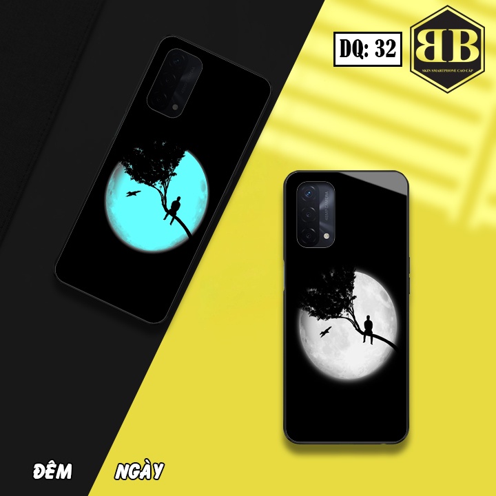 Ốp lưng kính Dạ Quang Oppo A74 4G / F19 phát sáng trong đêm hình in sáng tạo