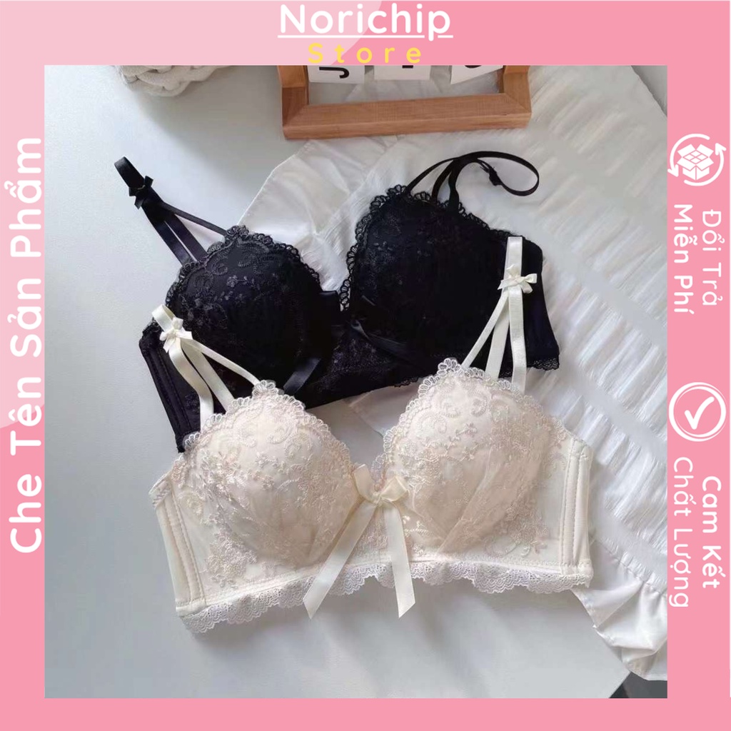 Áo bra nữ phối ren họa tiết hoa ôm sát vòng một tạo form đẹp hai dây chéo tạo hình cánh bướm siêu dễ thương NORICHIP.