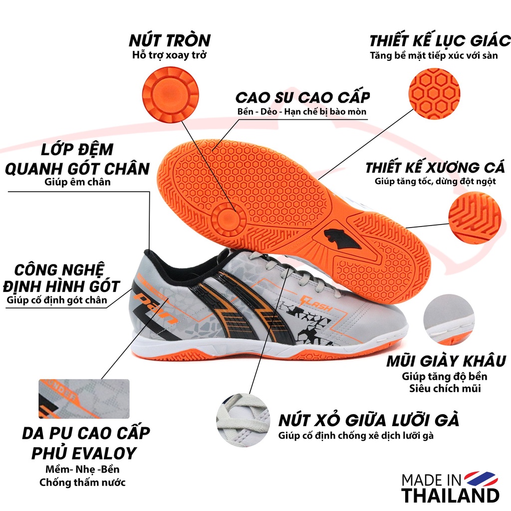 Giày đá bóng đế bằng sân futsal Pan Thailand Flash IC