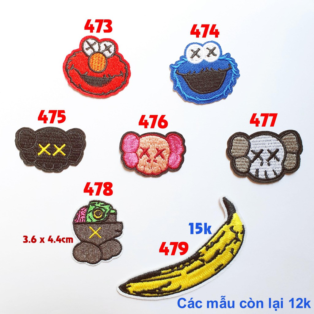 Sticker vải bộ Kaws