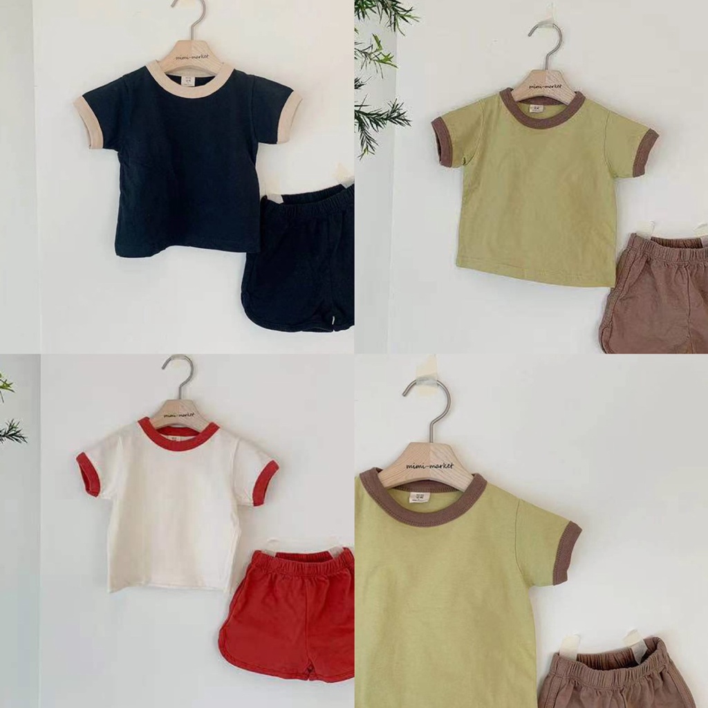 Set Đồ Mùa Hè 2 Món Gồm Áo Và Quần Short Cho Bé Sơ Sinh 0-2 Tuổi