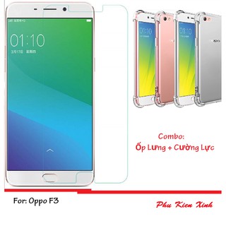 Oppo F3 Ốp Lưng Silicon Chống Sôc + Kính Cường Lực Trong Suốt Giá Rẻ