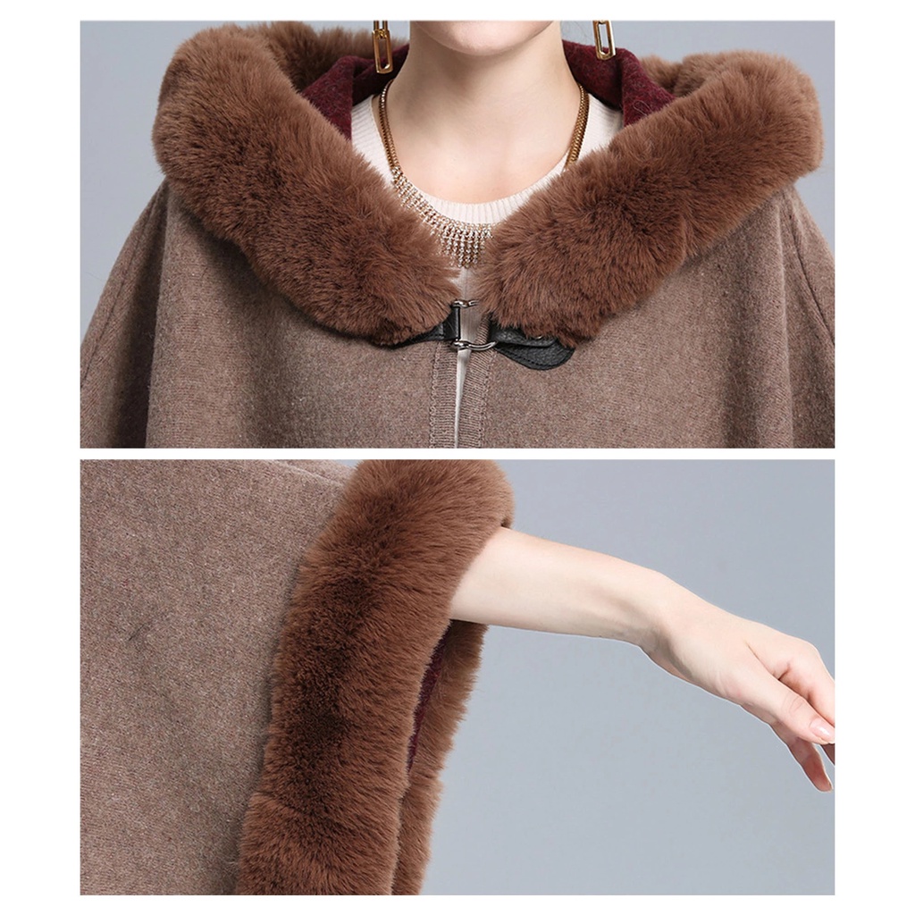 Áo khoác nữ tay dài có nón phối lông thời trang | BigBuy360 - bigbuy360.vn