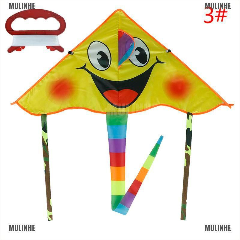 1 Bộ Diều Bay Thể Thao Ngoài Trời Hình Mặt Cười 80 * 45cm Tay Cầm 50m