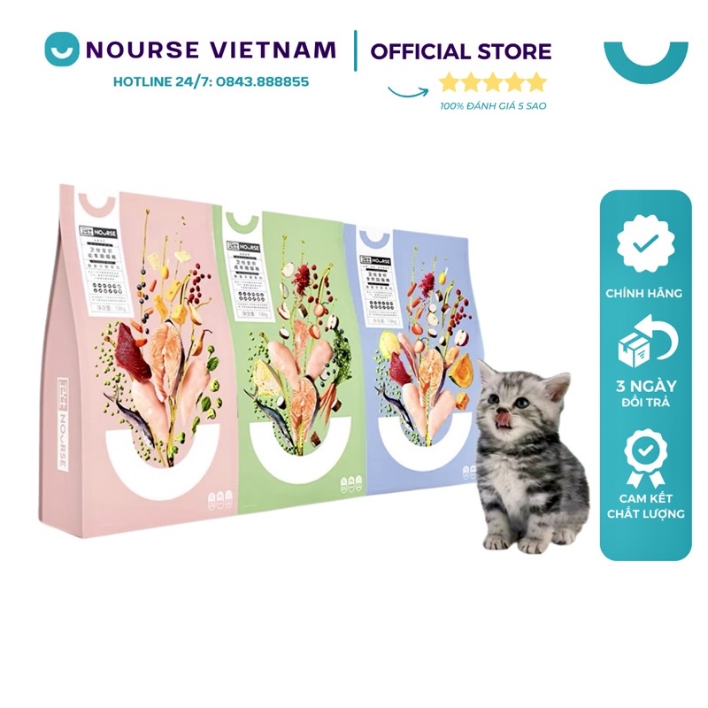 Thức ăn cho mèo Nourse Hạt cho mèo tăng cân bổ sung dinh dưỡng Grain Free NourseVietnam