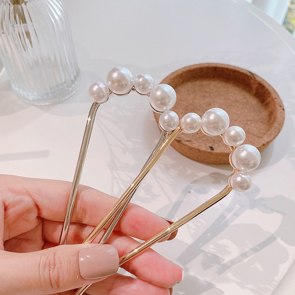 Trâm Cài Tóc Hình Chữ U Đính Ngọc Trai Phong Cách Cổ Điển Thời Trang