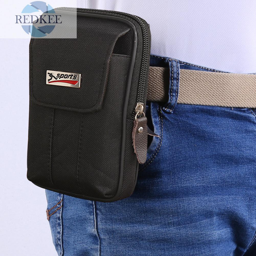 Redkee Multi-function Casual Men Fanny Waist Bags Canvas Mobile Phone Bum Pouch