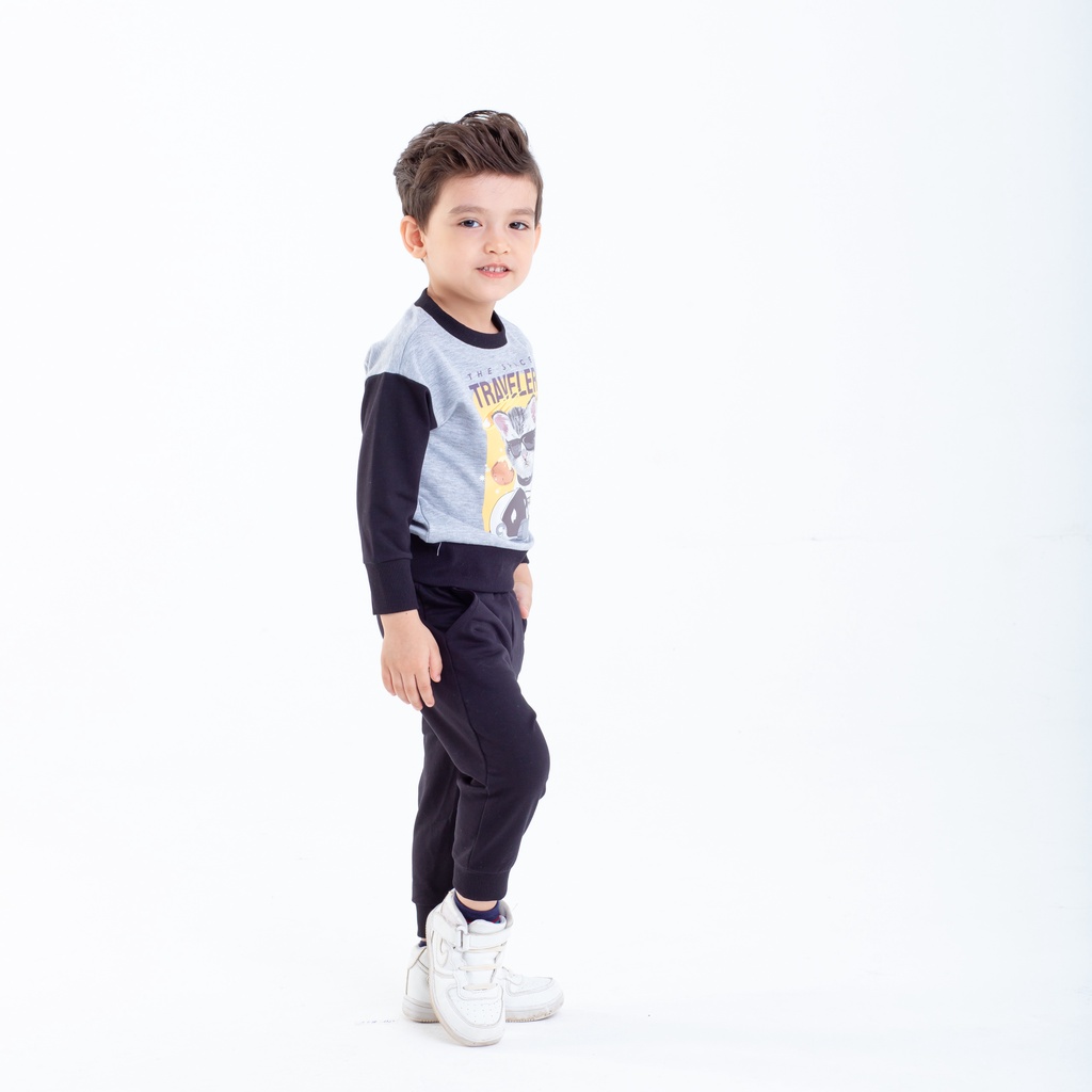 Bộ Dài Tay Chất Nỉ Dày Dặn In Hình Mèo Dành Cho Bé Trai Thiết Kế Cao Cấp Herokids BB25