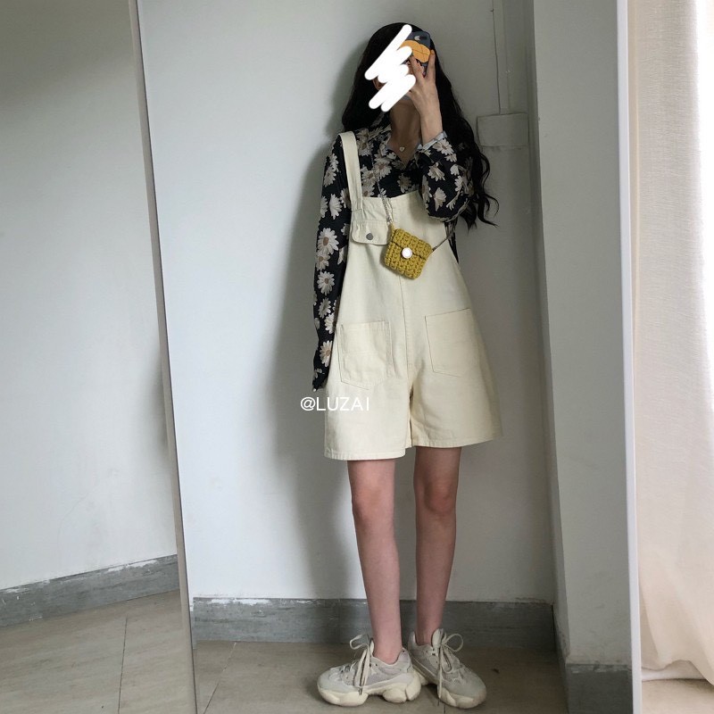 Yếm Quần Short Kaki Be Nữ Có Túi Ngực Fullsize Siêu Nữ Tính Ulzzang YQ07 | BigBuy360 - bigbuy360.vn