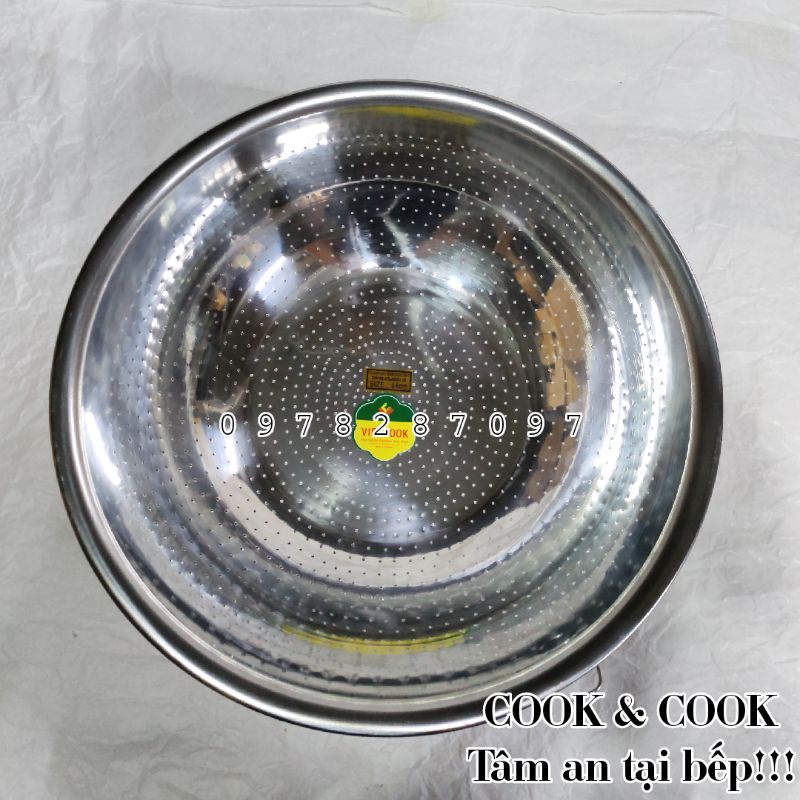 Combo bộ 3 Thau Rổ Rá inox cao cấp size 40 cm Vietcook