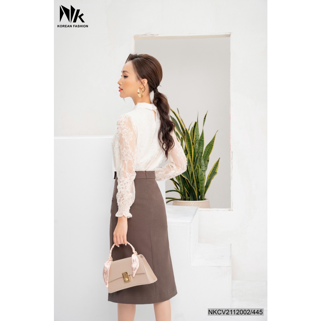 Chân Váy Đuôi Cá Tà Bông NK Fashion Dáng Dài Qua Gối Công Sở Thiết Kế Cao Cấp NKCV2112002