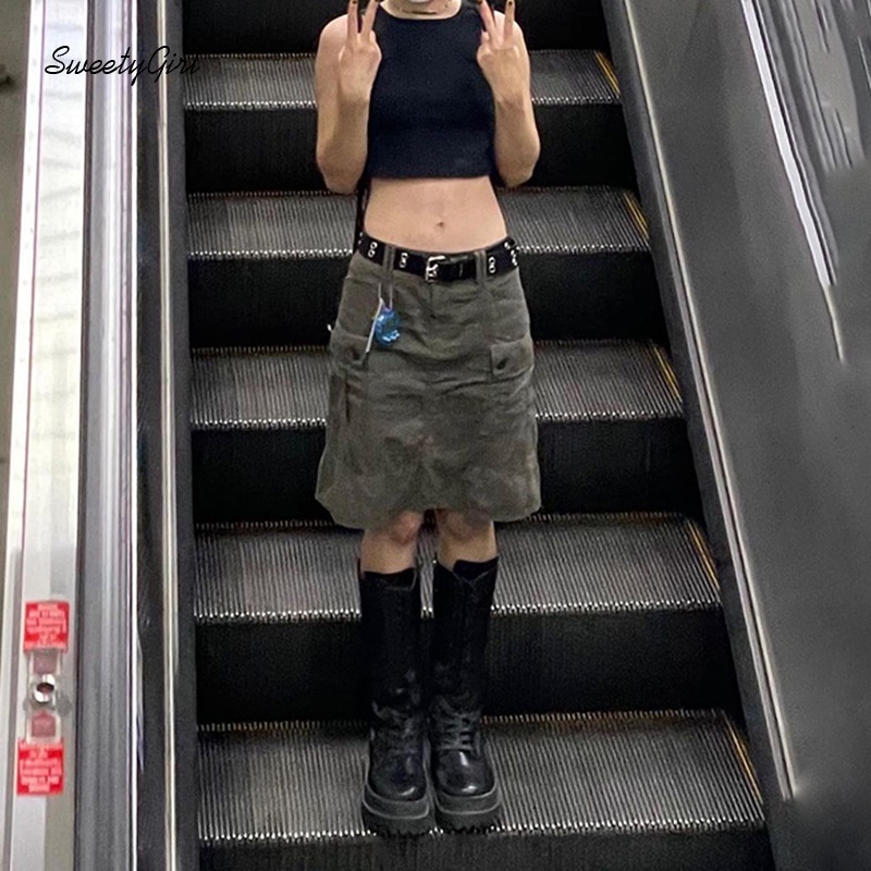 Chân Váy Midi Lưng Thấp Màu Trơn Dáng Rộng Thời Trang 2022 Cho Nữ