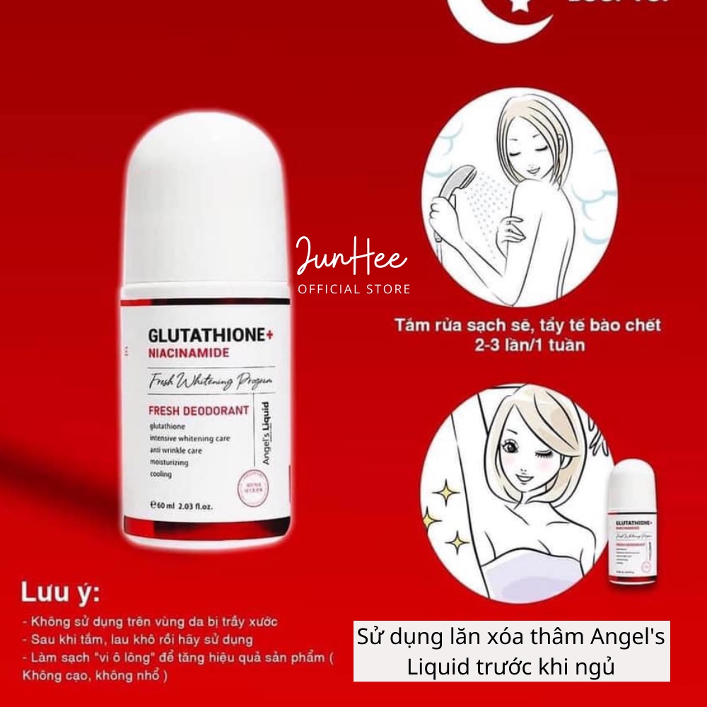 Lăn khử thâm Angels Liquid Xóa thâm, Dưỡng Trắng Angel's Liquid Glutathione + Niacinamide Fresh Deodorant