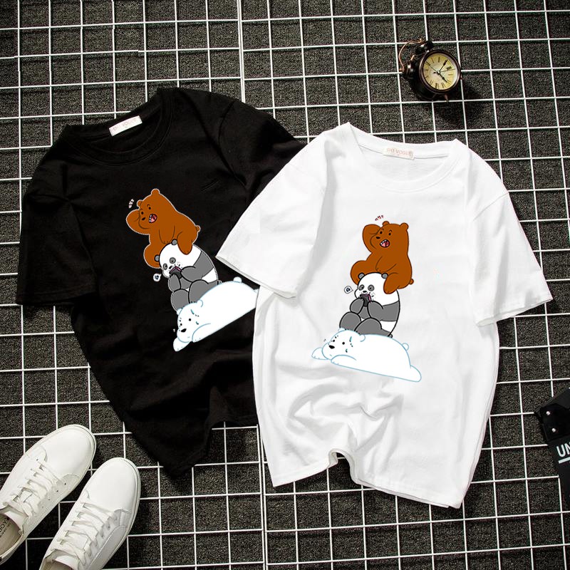 Áo thun unisex form rộng 3 chú gấu đáng yêu thời trang cá tính vải dày mịn 2019T1374