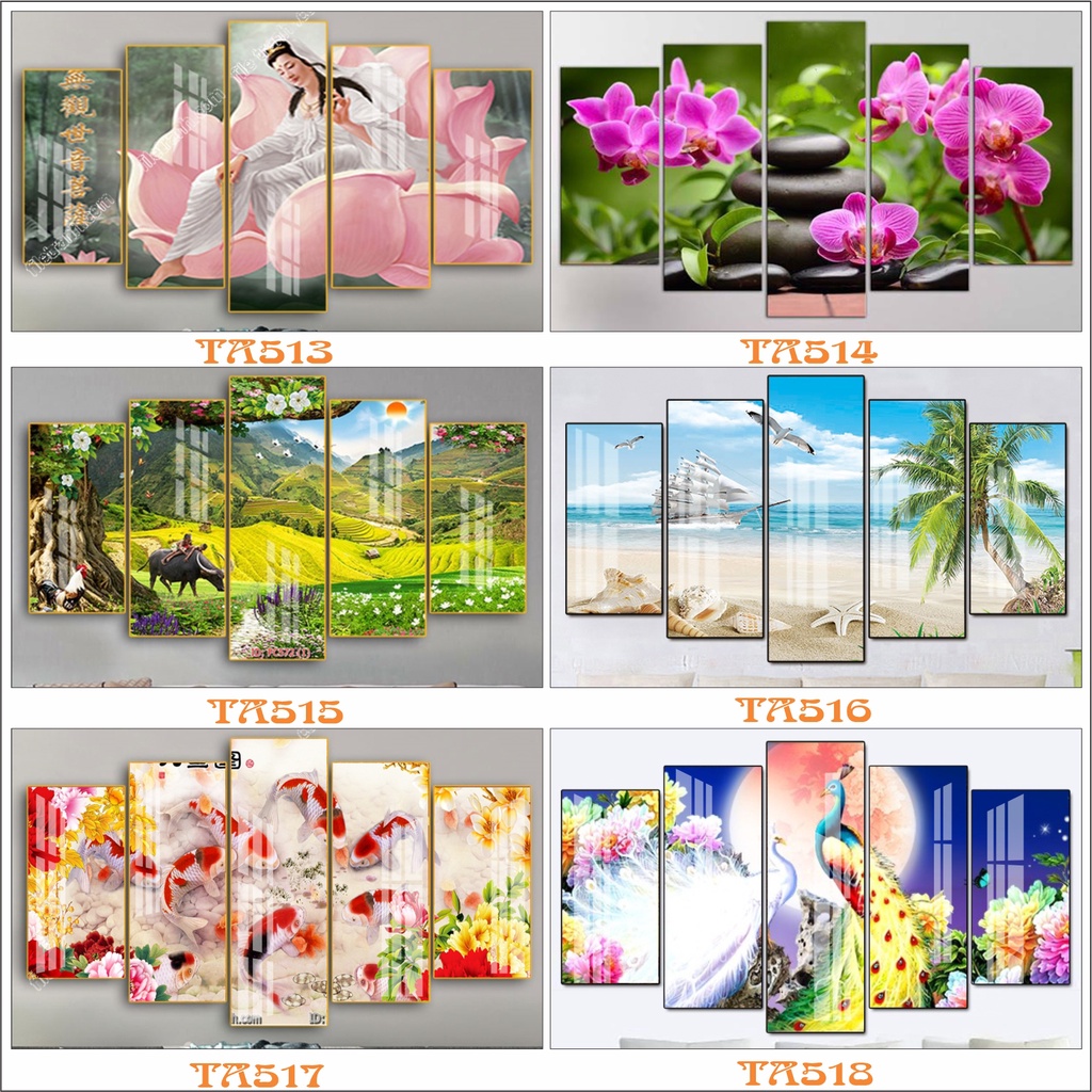 Tranh decor treo tường tráng gương Tường An, trang trí phòng khách, treo tường phòng ngủ, tranh phòng thờ