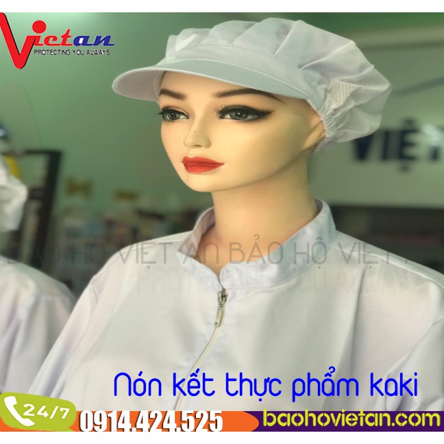 Nón Kết Thực Phẩm -Mũ đội an toàn thực phẩm cho đầu bếp chất liệu PolyCotton-Hình Thật 100%