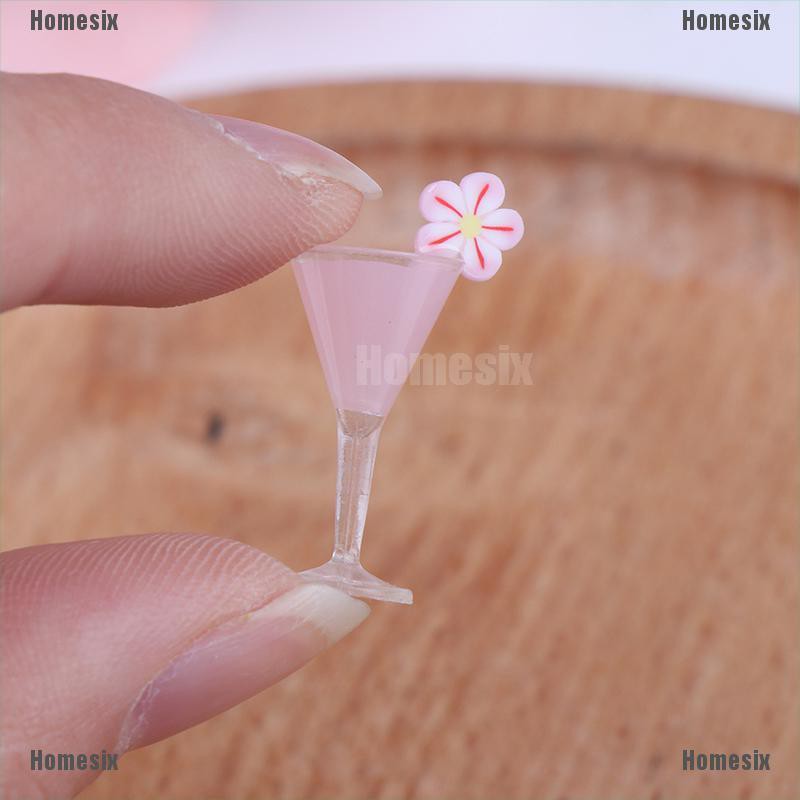 [HoMSI] 4Pcs 1/12 Dollhouse Miniature Cocktail Cup Drink Glass Model Toy Dollhouse Decor SUU