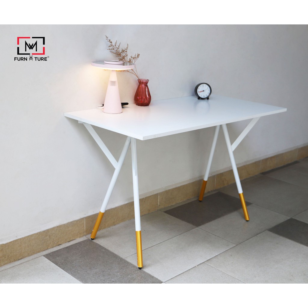 Bàn học và làm việc gỗ chân sắt sang trọng size 120x50 cm thương hiệu MW FURNITURE - Nội thất căn hộ