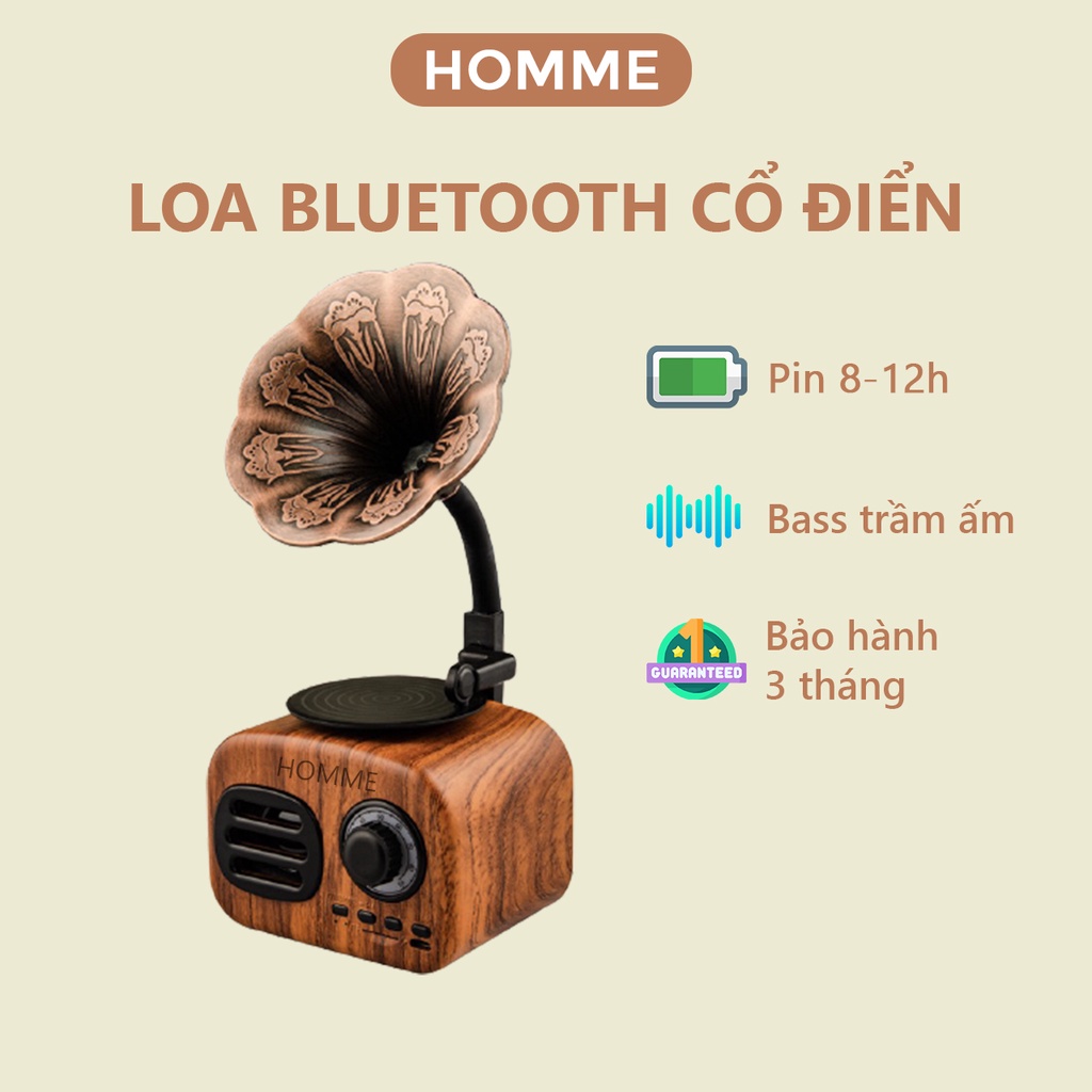 Loa Bluetooth mini dễ thương FT05 HOMME âm trầm vân gỗ