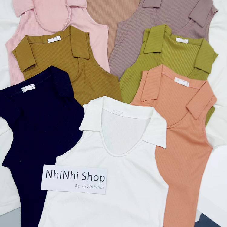 Áo thun tăm cổ bẻ sát nách cổ khoét U, Áo kiểu dáng ôm co giãn AK057 - NhiNhi Shop | BigBuy360 - bigbuy360.vn