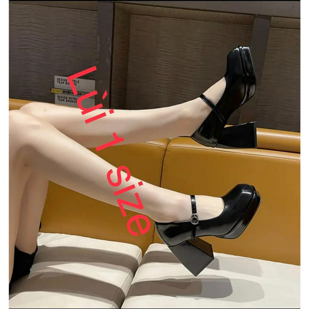 Giày Cao Gót Nữ 9 Phân Đúp Lùi 1 Size Chất Liệu Da Bóng Kiểu Giày Lolita Xinh Xỉu