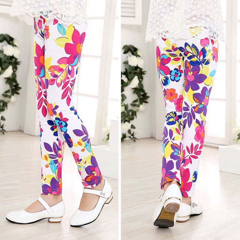 Quần legging NNJXD ôm dáng in hình hoa thời trang dành cho bé gái