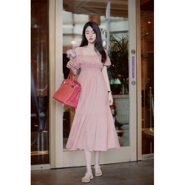 đầm hồng công sở shopeelive 395