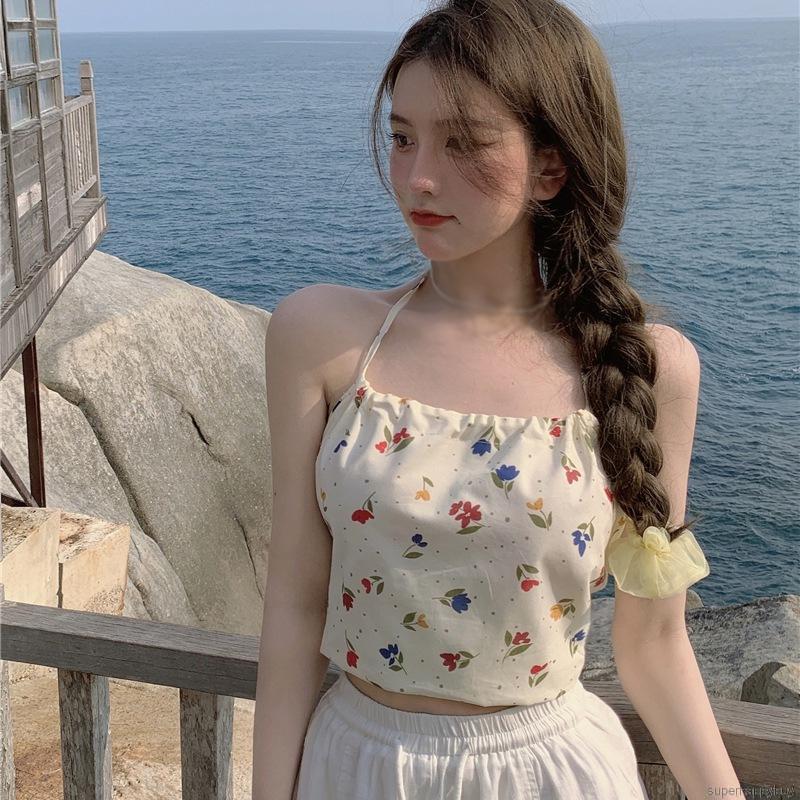 Áo Tank Top Hoạ Tiết Hoa Phong Cách Hàn Quốc