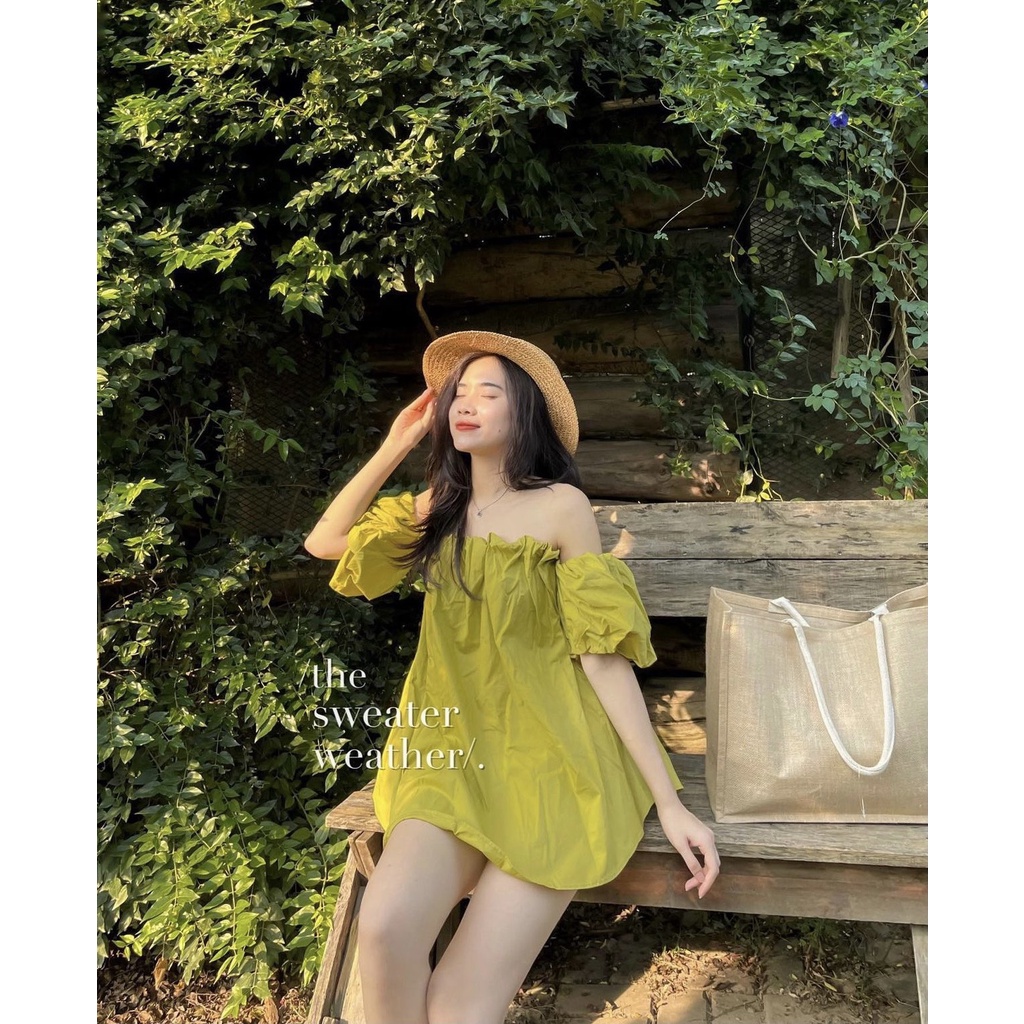 ÁO TRỄ VAI DÁNG BABYDOLL TÔNG MÀU LẠ JAMOO (video/sẵn) | BigBuy360 - bigbuy360.vn