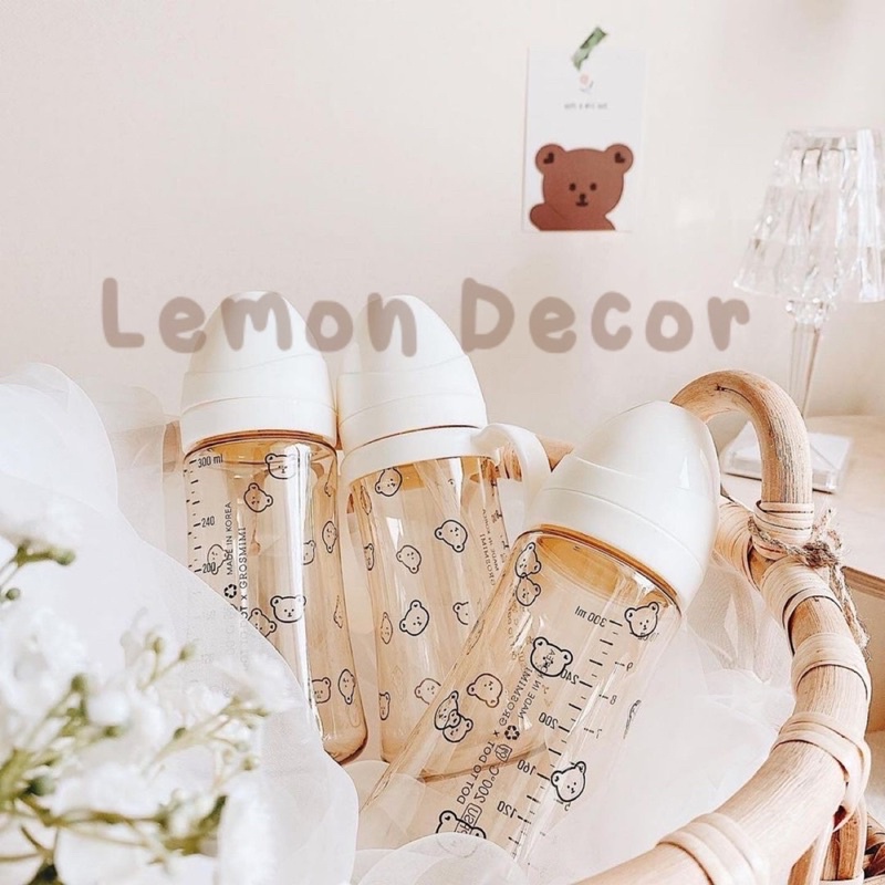 Sticker gấu nâu dán bình sữa 24 item - chống nước, tiệt trùng UV by Lemon Decor