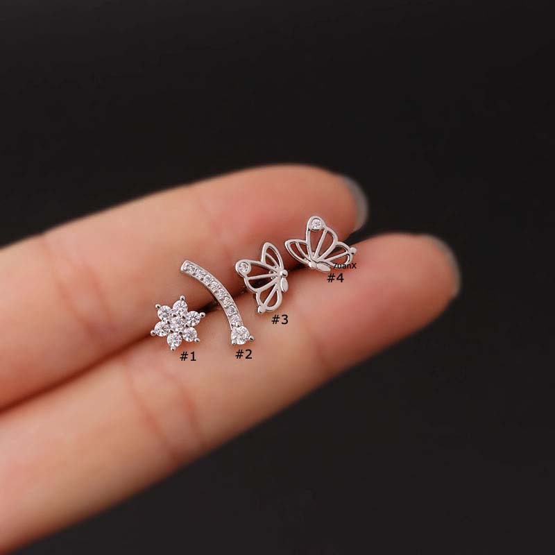 1 Khuyên Tai Nữ Hình Hoa Bướm Bằng Thép Không Gỉ 16Gauge