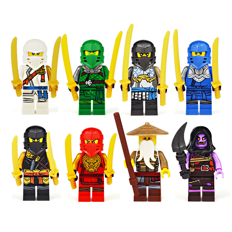 WUHUI 8PCS Ninja Minifigures Bộ đồ chơi Xây dựng Đồ chơi LeGoIng Đồ chơi Xây dựng Khối Lâu đài Hiệp sĩ Quân đội Lloyd NYA Zane Cole Jay Kai Ninjago Gạch xây dựng Đồ chơi trẻ em Đồ chơi cho bé trai và bé gái tương thích với mọi thương hiệu