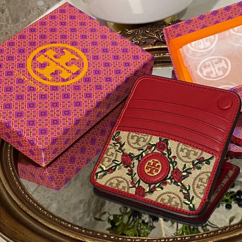Tb Tory Burch Thêu Vintage Ngắn Ví Ly Hợp Nữ Đựng Thẻ